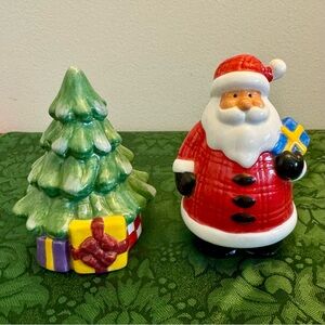Vintage Festive Santa and Tree Salt & Pepper Set